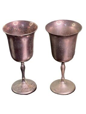 Vintage Silver Plate Wine Goblets Leonard Spain 1970's Bell Shape MCM